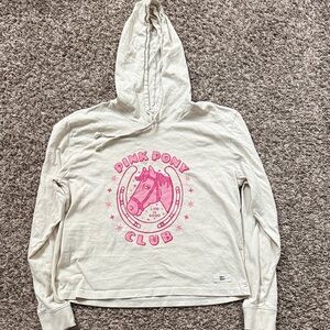 Life is good Pink Pony Club cropped hoodie